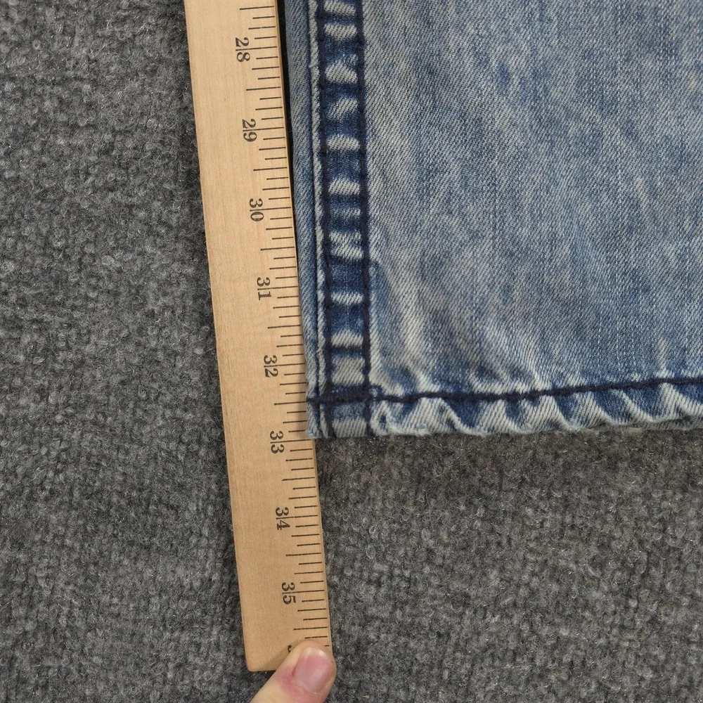 True Religion Jeans Mens 30x33 Light Wash Denim Ricky Straight Logo Casual Prep